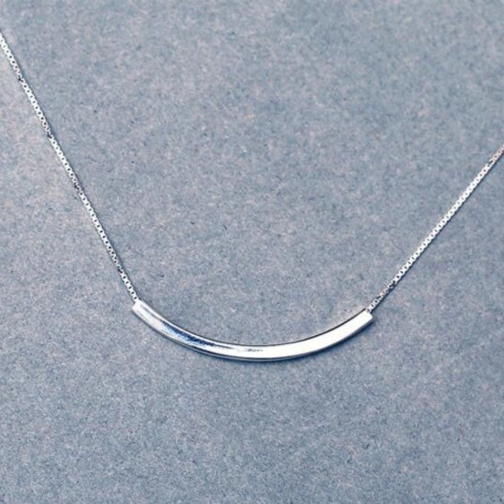 NEW 925 Sterling Silver Simple Bar Necklace N - Picture 4 of 8